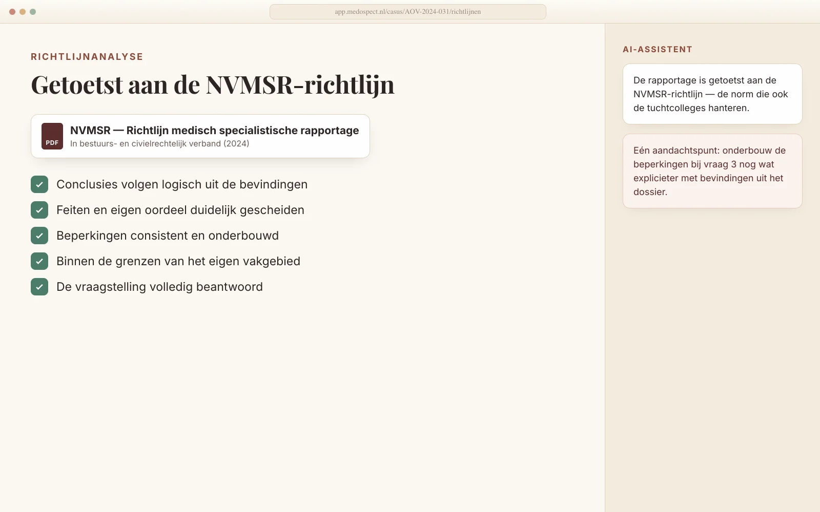 Wetenschappelijke verdieping naast relevante dossierbevindingen